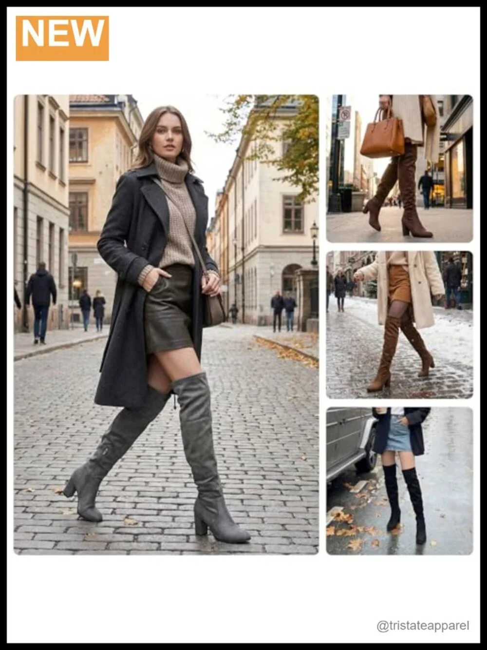 Over-the-Knee High Boots - Chunky Heeled Thigh-High Fashion Boots, Vegan Suede,